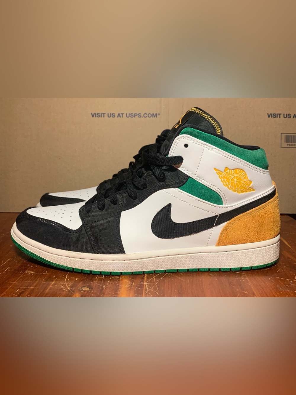 Nike Air Jordan Sneakers - Black, White, Green, Gold